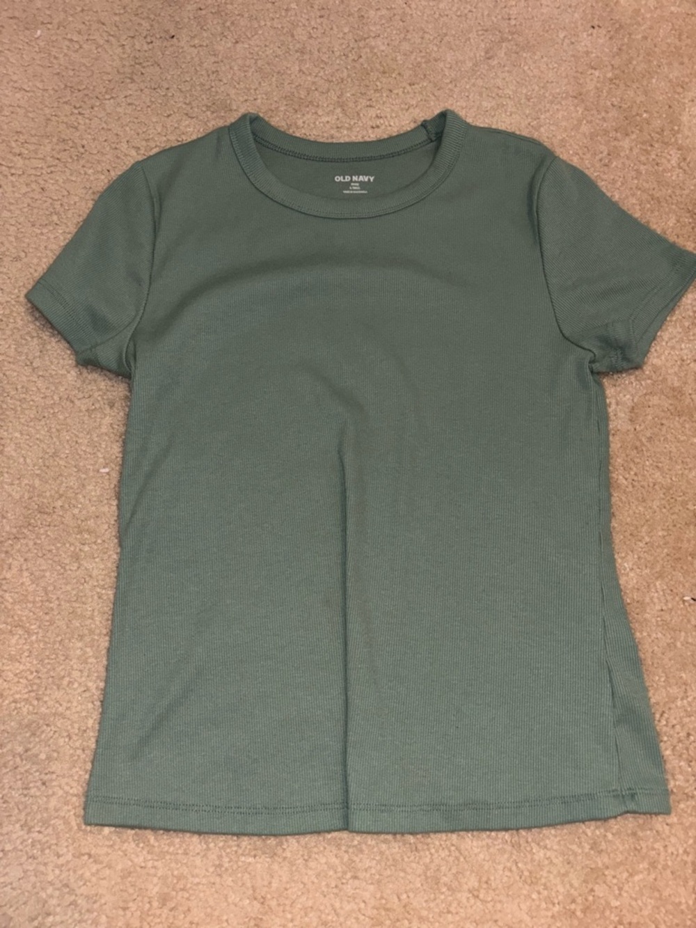 Old Navy Olive Green Short Sleeve Ribbed Crew Tee